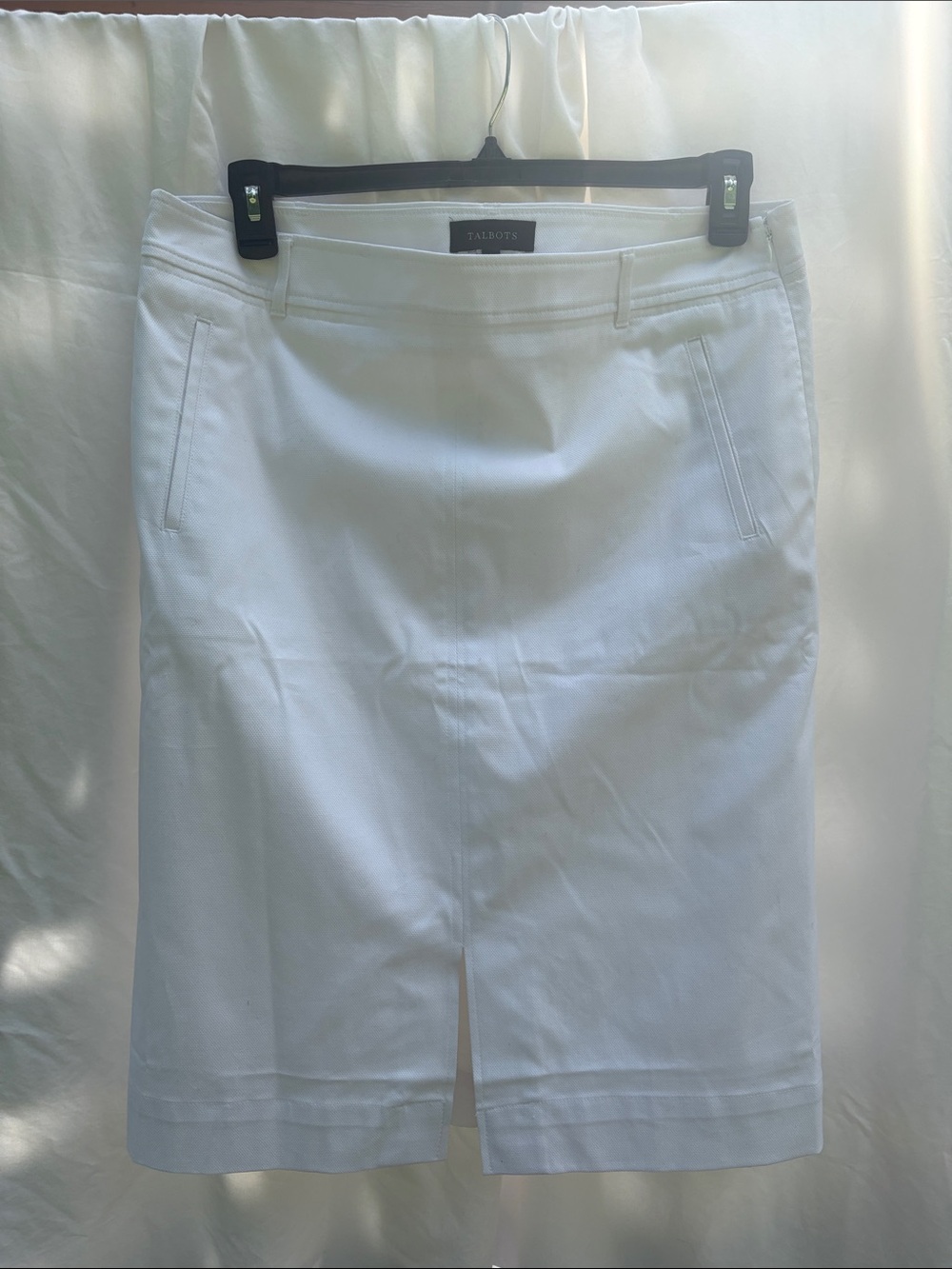 Talbots White Tailored Knee-Length Pencil Skirt